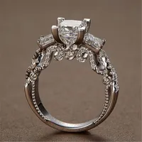 Vintage Princess Cut Lab Diamond Ring 925 Sterling Silver Engagement Wedding Band Ringen voor Dames Bruids Fine Party Sieraden