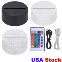3in1 RGB LED -lampbases voor 3D Illusion Night Light Touch Switch Vervanging Base 9D Tafel Bureaulampen VS Stock Drop Ship FedEx