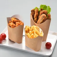 French Fries Box Fast Packing Takeaway Kraft Paper Bowl Snack Anti-oil Cups Take away Fast Holders Disposable Tools