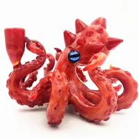 Glas Octopus Water Bong Red Rig Pipe Hookah Oil Rig 14.4mm Vrouwelijke Joint