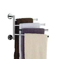 Towel Racks Stainless Steel Rotating Rack Bath Rail Hanger Holder 4 Swivel Bars Bathroom Wall Mounted Anti-rust Tools
