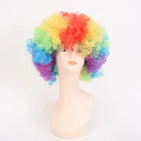 Partymasken Halloween Erwachsene Kinder Regenbogen farbenfrohe afro lockige Clown -Perücken Fans Masquerade Vorräte