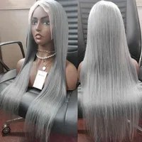 Virgin brazilian colored wigs transparent hd lace front grey wigs deep wave gray human hair frontal lace wigs for black women241a