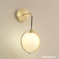 Wall Lamp Nordic Brass Glass Modern LED Bedroom Bedside Living Room Lights For Home Corridor Aisle Bathroom Decorative