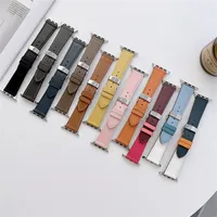 Per Apple Watch Lusso Smart Strap IWatch 1 2 3 4 5 5 6 cinturino in vera pelle Cerchio singolo Cerchio a farfalla Farfalla Fibbia Fashion Wristband