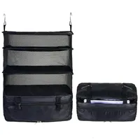 Cajas de almacenamiento Contenedores Organizador de equipaje de viajes Maleta Colgando 3 estantes para ropa portátil Rack Towel