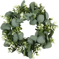 Decorative Flowers & Wreaths Christmas Wreath Artificial Green Eucalyptus Leaves Holiday Festival Door Hanging Garland Party Decoration For