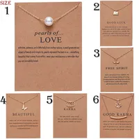 Bijoux recolestés collier avec carte-cadeau Elephant Pearl Love Wings Cross Key Key Zodiac Signe Pendentif Lotus pour femmes