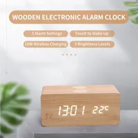 Andere Uhrenzubehör Modern Holz digitaler LED-Schreibtisch Wecker 12 / 24h Wireless Ladegerät mit Ladevorgang