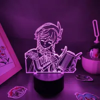 Luci notturne Genshin Impact Game Figure Barbatos Lampada 3D LED RGB Compleanno Cool Regalo Friend Gaming Room Table Tavolo decorazione colorata