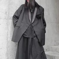 Kadınlar Suits Blazers Seebeoutful Loose Düzensiz Bant ioose Blazer Ceket Uzun Kollu Tek Düğme Tarafları Bölünmüş Kadınlar Bahar 2022 Moda