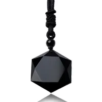 Ожерелья подвеска Черный обсидиан шесть звезд счастливый амулет любовь натуральное каменное ожерелье кристалл маятник ювелирные изделия мода аксессуары