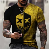 Erkek T-Shirt Kalkanı Rahat Kabak Yüz Baskı 3D T-Shirt Sokak Moda Spor Gömlek Mürettebat Boyun