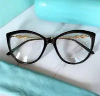 Exqusite 모조 다이아몬드 장식 Cateye 프레임 여성 Plano 안경 56-17-145 고품질 판자 + 금속 처방 안경 Fullset 설계된 케이스