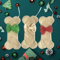 Huesos de perro Calcetines de Navidad Santa Claus Candy Stocking Bowknot Sock Navidad Árbol Colgante Festival Decoración de fiesta