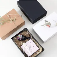 Gift Wrap 50pcs/lot Large Kraft Paper Cardboard Box Craft Packaging Black With Lid Carton