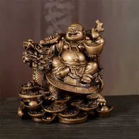 Roześmiany posąg Buddy Chiński Feng Shui Pieniądze Maitreya Rzeźby Figurki Ozdoby Prezent dla Dekoracji wnętrz QDD9848 211229