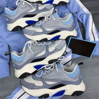 Men B22 Platform Sneaker Blue Reflective Low Top Sneakers Canvas Calfskin Trainers Fashion Multicolor Women Lace-up Casual shoes urshoeszone