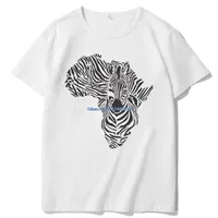 Erkek T-Shirt Zebra Afrika Haritası Klasik Retro Vintage Kısa Kollu T Gömlek Tees Streetwear Yaz Giyim Tops