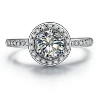 세 남자 정품 925 실버 링 1CT NSCD 여성용 브랜드 쥬얼리를위한 시뮬레이션 된 다이아몬드 약혼 반지