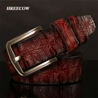 Hreecow Designer Belts Hombres Cinturón de Alta Calidad Correa de cuero genuino de lujo Marca Famosa Pin Hebilla Ceinture Homme 220224