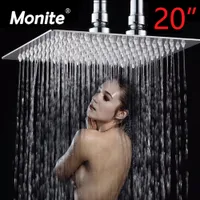 Monite 20 Inch Ceiling Square Stainless Steel Rainfall Top Bathroom Rain Shower Head Sprinkler 210309