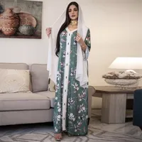 Siskakia Ethnic V Ruban Ruban Robe MAXI Robe d'automne Muslim Jalabiya Abaya Robes Robes à manches complètes Arabe Islamic Vêtements Dubai 210316
