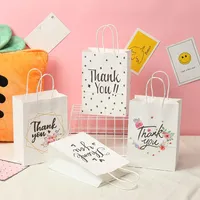 Presente Envoltório 10/20 pcs Kraft Paper Bag Obrigado sacos Bolsas Biscoito Candy Embalagem para Casa de Ação de Graças Festa de Natal