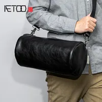 HBP Aetoo-Leder-Zylinder-Tasche, zufällige, abfallende Eimer-Tasche, Straßen Trend Cowleather Herren Umhängetasche