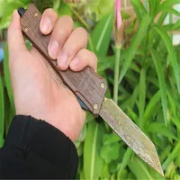 날카로운 블레이드 마이크로 트리 나무 곡물 대형 161 (다마스커스) 사냥 접이식 포켓 칼 생존 나이프 크리스마스 선물 남성 사본