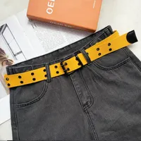 Belts Wide Canvas Web Double Grommet Hole Buckle Belt Harajuku Female Male Waist Strap For Women Men Jeans 120*3.8cm