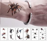 할로윈 가짜 문신을위한 3D 거미 Tatoo 전갈 일시적인 문신 스티커 Tatuajes 농담