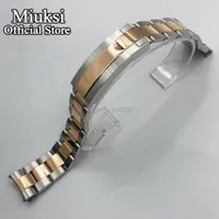 20mm rosa oro 316l sólido acero inoxidable reloj de reloj plegable hebilla plegable ajuste 40 mm caja de reloj correa para hombre