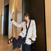 Fall 2021 Fashion designer high-end women&#039;s knits wear luxury cashmere retro wool casual versatile white large size soft comfortable cardigan button style