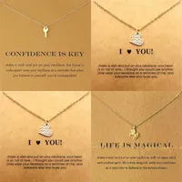 New Dogeared Necklaces With card Gold Elephant Heart Key Clover Horseshoe Triangle Charm Pendant Necklace women Fashion Jewelry Gift 152 R2