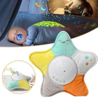 Luces nocturnas para niños juguetes blandos para dormir pellizas lámparas de proyección de animal peluche brillante estrellas de música proyector luz regalo de bebé