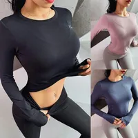 Yoga Outfits Vertvie Manches longues Souffnes De Fitness Tops Femmes Respirant Sports Chemise Stretch Stry Sèche Top Femme Solide T-shirt
