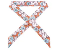 2021 100 * 4 cm 44 Farben 100 stücke High-End-Frau Mode-Designs gebundene Tasche Schal Damen Kleine Bogenband Kopftuch Seidenschals Wrap