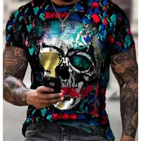 Mens Hiphop T Shirt Gráfico Estilo Escuro Meninos Tee com Crânios Padrão Masculino 3D Digitas Streetwear Roupas Top Tees 10 estilos Atacado