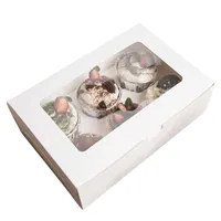 Emballage ES Papier blanc transparent de fenêtre avec plateau de gobelet pour dessert du cupcake Boîte d'affaires 5-Pack