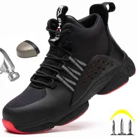 Men Lightweight Safety Shoes Steel Toe Work Breathable Ankle Boots Sneakers Anti-smash Plus Size 36-50