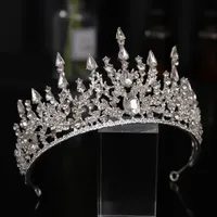 Crystal Rhinestone Luxury Bridal Crowns Silver Color Diadems Wedding Women Hair Accessories Half Tiaras Big Ornaments