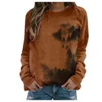 Women's Hoodies & Sweatshirts Mountains Print Plue Size Sweatshirt 2021 Autumn Winter Women Casual Long Sleeve Pullover Vetement Femme