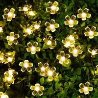 Strings 10/20/30 LED Cherry Blossom Flower String Lights Crystal Flowers Twinkle Garlands Christmas Holiday Party Wedding Decor LightsLED St