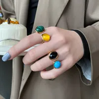 Runder Katze-Eye Stein Ring Südkorea Luxus Mode Persönlichkeit Cool Stil Einfache Übertreibung Index Finger McR5716