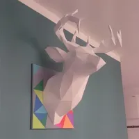 Triphie de cerf Trophée Paperraft 3D Modèle 3 couleur Origami géométrique Sculpture pour la décoration de la maison Décoration murale Artisanat 211101