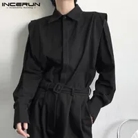 Men's Casual Shirts 2022 Men Shirt Brand Lapel Long Sleeve Button Fashionable Clothing Solid Color Streetwear Loose Camisas S-5XL INCERUN