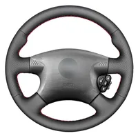 Rodagem de volante Capa de couro artificial preta para Almera (N16) 2000-2003 X-Trail (T30) 2001-2003 Terrano 2 2001-2002
