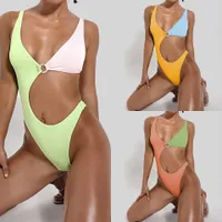 Sexy Colorful Naw Wear Push Up Thong Bikini Haute Coupe Maillot de bain Bandage Femmes 2021 Maillots de bain Maillots de bain Naches Plage Porter une combinaison de baignade pour femme