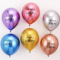 12 "2.8g Krom Lateks Balon Baskı Happybirthday Doğum Günü Dekorasyonu